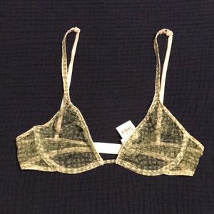 NWT Express sheer mesh green patterned bra Size 36B